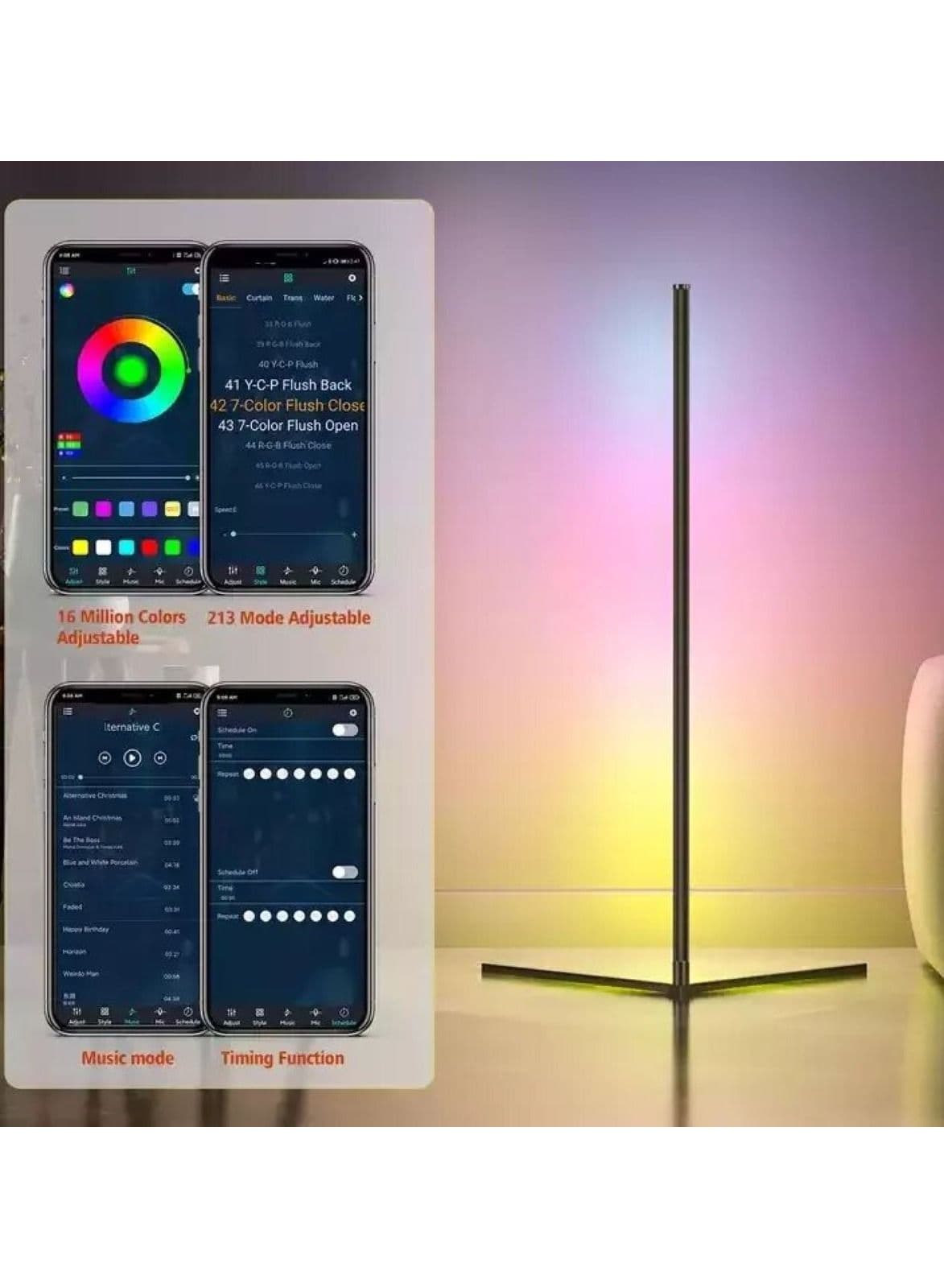 LED RGB Smart Corner Floor Standing Light With Remote Control