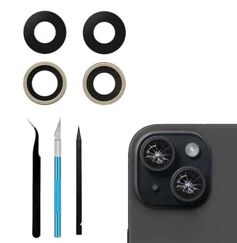 Alovexiong Back Rear Camera Lens Glass Replacement for iPhone 15 and iPhone 15 Plus Camera Glass Replacement with preInstalled Adhesive and Reparing Toolkits