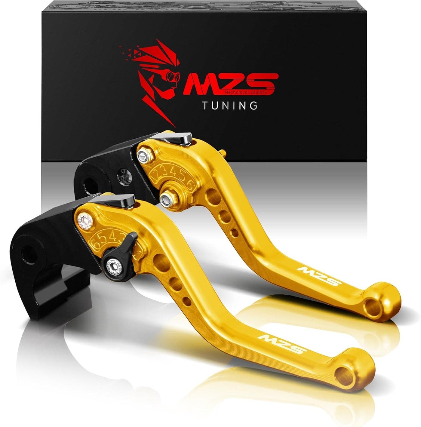 MZS Gold Motorcycle Brake Clutch Levers Short Adjustable CNC for GSXR 600/750/1000, SV650, DL650, GSX250R