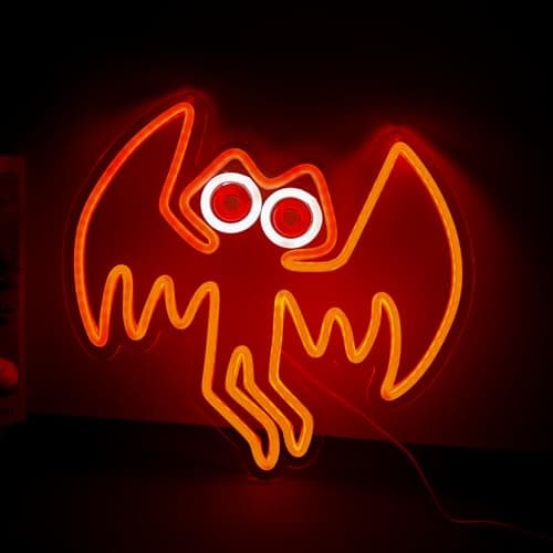 qbanziou Mothman Neon Signs for Wall Decor,Led Neon Light for Bedroom Office Party,Christmas Gifts for Children