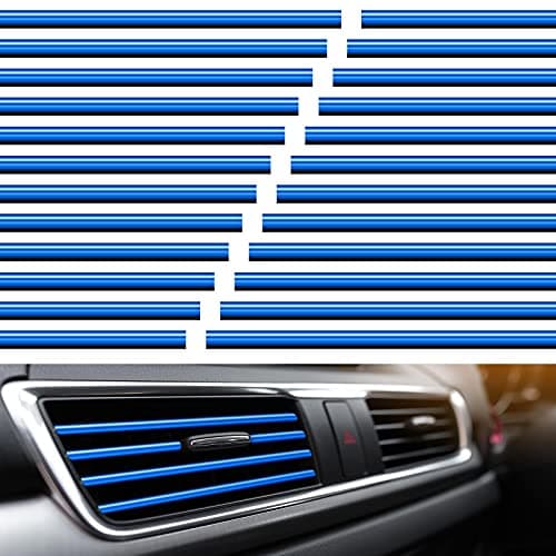 Frienda 20 Pieces Car Air Conditioner Vent Outlet Decoration Strips Universal Waterproof Bendable Car Vent Outlet Trim Decoration Car Interior Accessories for Straight Air Vent Outlet Blue