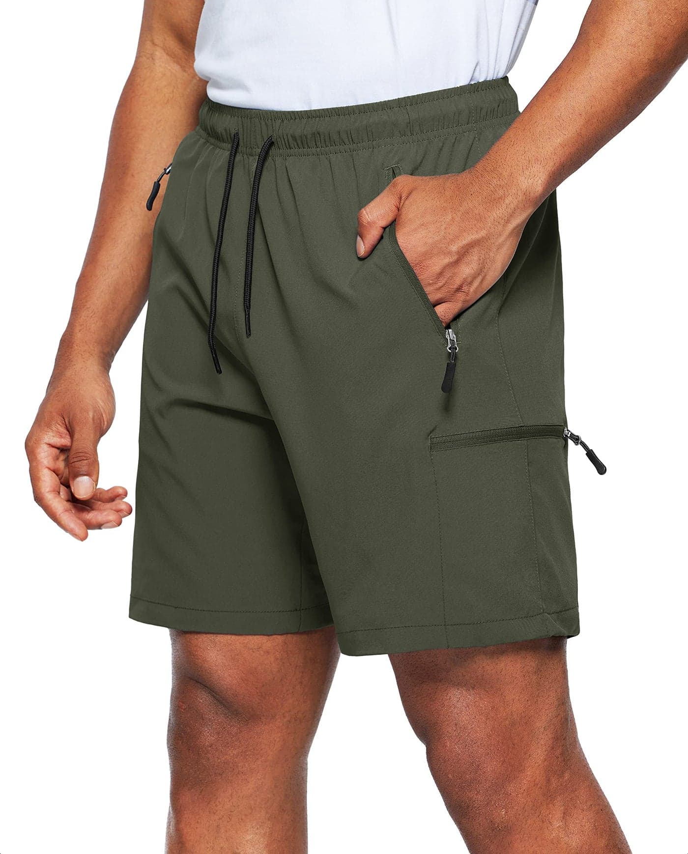 Viodia Men's Hiking Cargo Shorts Stretch Quick Dry Lightweight Workout Shorts for Men Casual Fishing Athletic Shorts with Pockets Army Green
