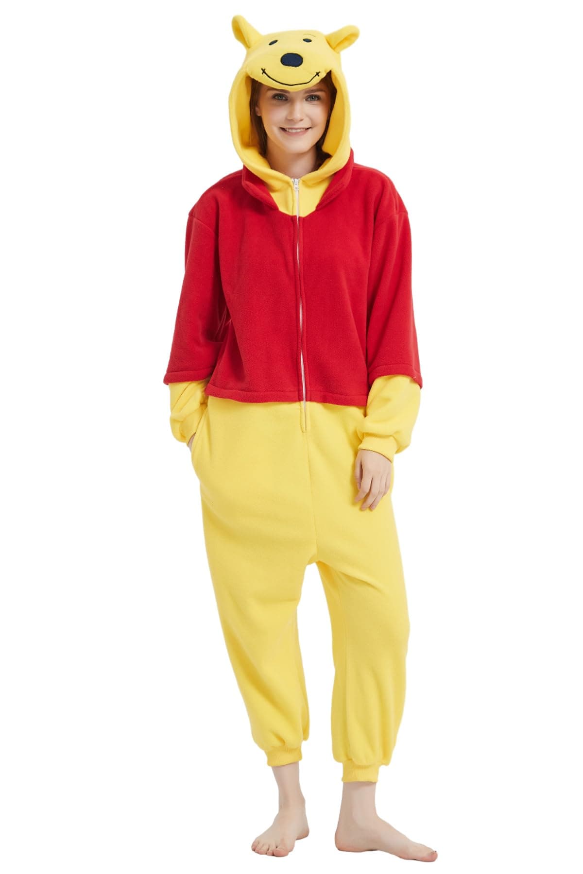 ECOCNACH Animal Onesie Adult Unisex One-Piece Pajamas Cosplay Costume For Men Women Yellow