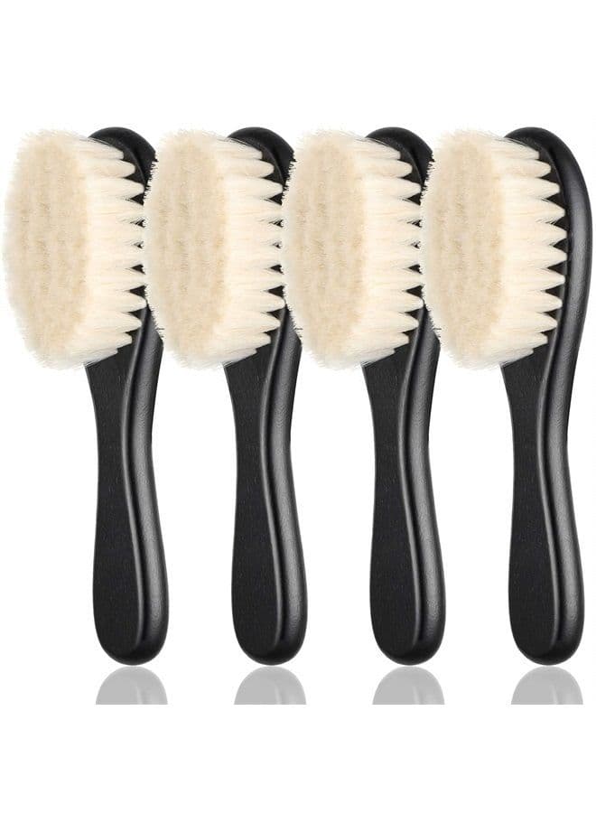 4 Pieces Barber Fade Brush Beard Brush Barber Beard Styling Cleaning Brush Neck Duster Brush with Natural Fiber Wooden Handle for for Men Beard Styling Cutting Supplies