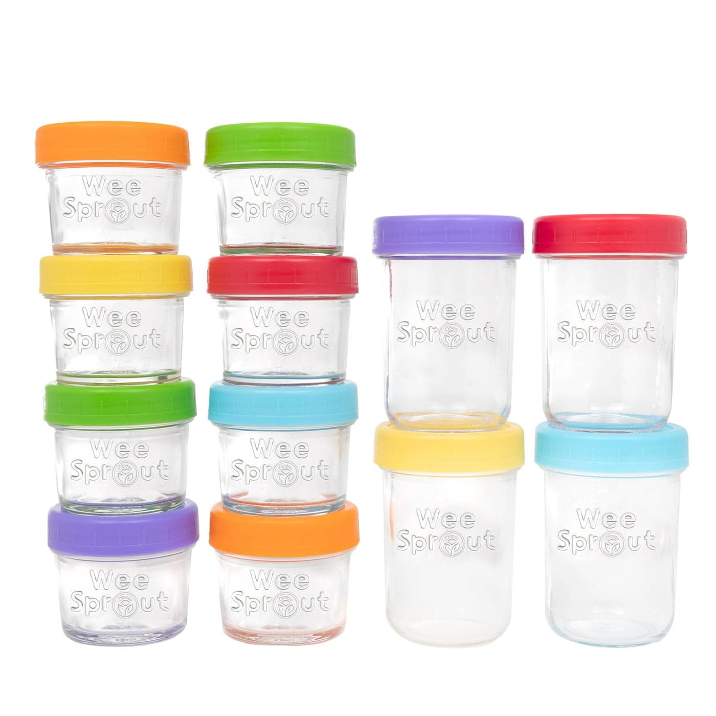 WeeSprout Glass Baby Food Storage Jars 12 Set 4 oz8 oz Baby Food Jars Plastic Lids Freezer Storage Reusable Small Glass Baby Food Containers Microwave Dishwasher Safe for Infant Baby Food
