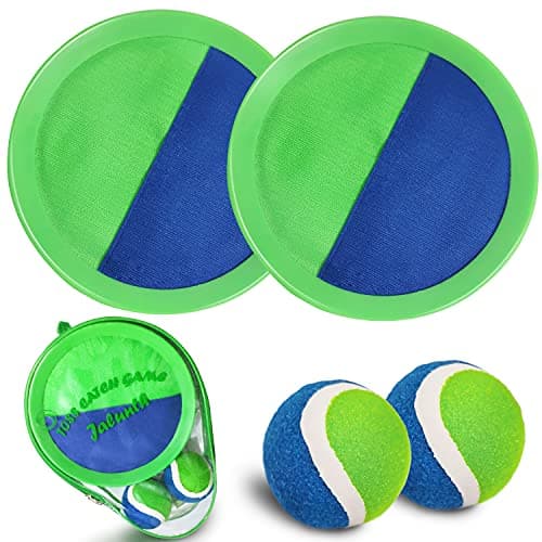 Jalunth Ball Catch Set Games Toss Paddle Beach Toys Back Yard Lawn Outdoor Pool Backyard Camping Throw Age 3 4 5 6 7 8 9 10 11 12 Years Old Boys Girls Kids Adults Family Outside Easter Gifts Green