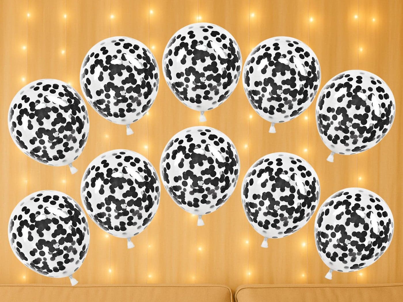 Mystic Toy Store 10 Pcs Confetti Balloons for Birthday Decoration Kit Black Boys Girls Kids Men Women Pack Items Itm Set Pre Filled Transparent Confetti Balloons