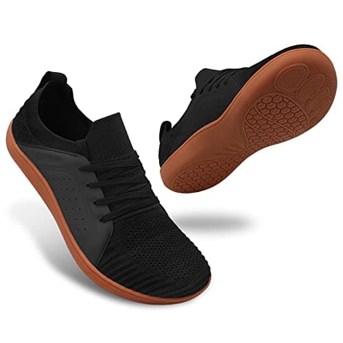 relxfeet Men's Minimalist Barefoot Shoes Wide Toe Zero Drop Sole Cross-Trainer Lightweight Slip-on Walking Shoes Non Slip Trail Running Sneakers Fitness Gym Jogging Wrestling Hiking Lifting Black 9.5