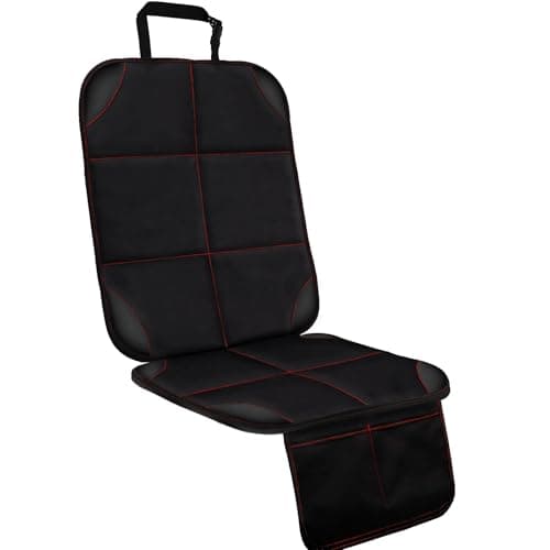 SMART ELF Car Seat Protector Large Auto Protector for Child Seats with Thickest Padding and NonSlip Backing Mesh Pockets for SUV Sedan Truck Leather and Fabric Black