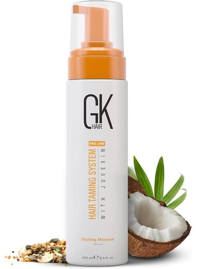 Global Keratin Volumizing Hair Styling Mousse (8.5 Fl Oz/250ml) -Enhances Curls Added Volume with Medium Hold & Boost Shine Moisturizing Blow Dry Frizz Control Foam for All Hair Types -Unisex