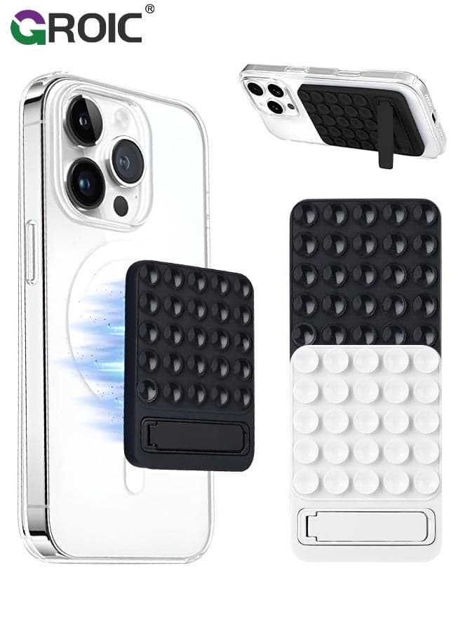 2 Pcs Silicone Suction Cup Phone Holder, Hands-Free Phone Accessories Holder for Selfies and Videos, Double-Sided Suction Cup Phone Case Detachable Mount,Silicon Adhesive Sticky