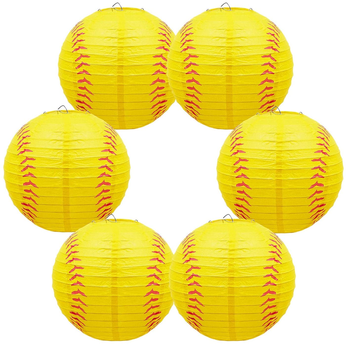 6 Pieces Softball Paper Lantern 8 Inches Softball Hanging Lantern Decoration for Sports Themed Party Festival Celebration