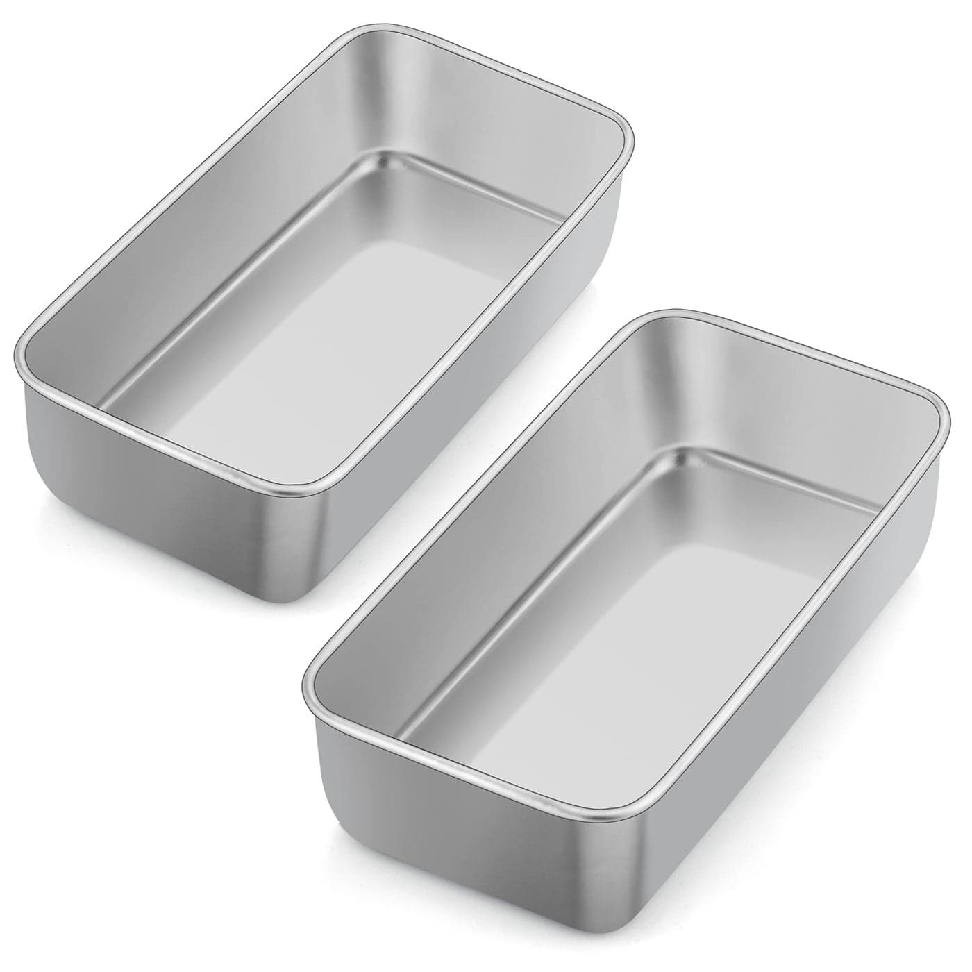 Herogo Loaf Tin 2lb Stainless Steel Bread Tin for Baking Set of 2 Rectangular Metal Banana Bread Tin for Toast Cake Lasagna Healthy NonToxic Oven Dishwasher Safe 235x125 cm
