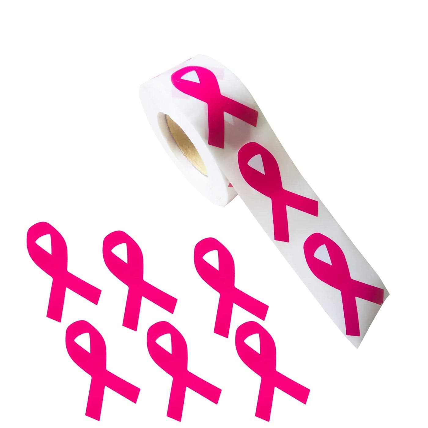 ONLOVO Pink Ribbon Stickers 500 pcs Breast Cancer Awareness PVC Material Waterproof for Fundraising Charity Events and Support Groups