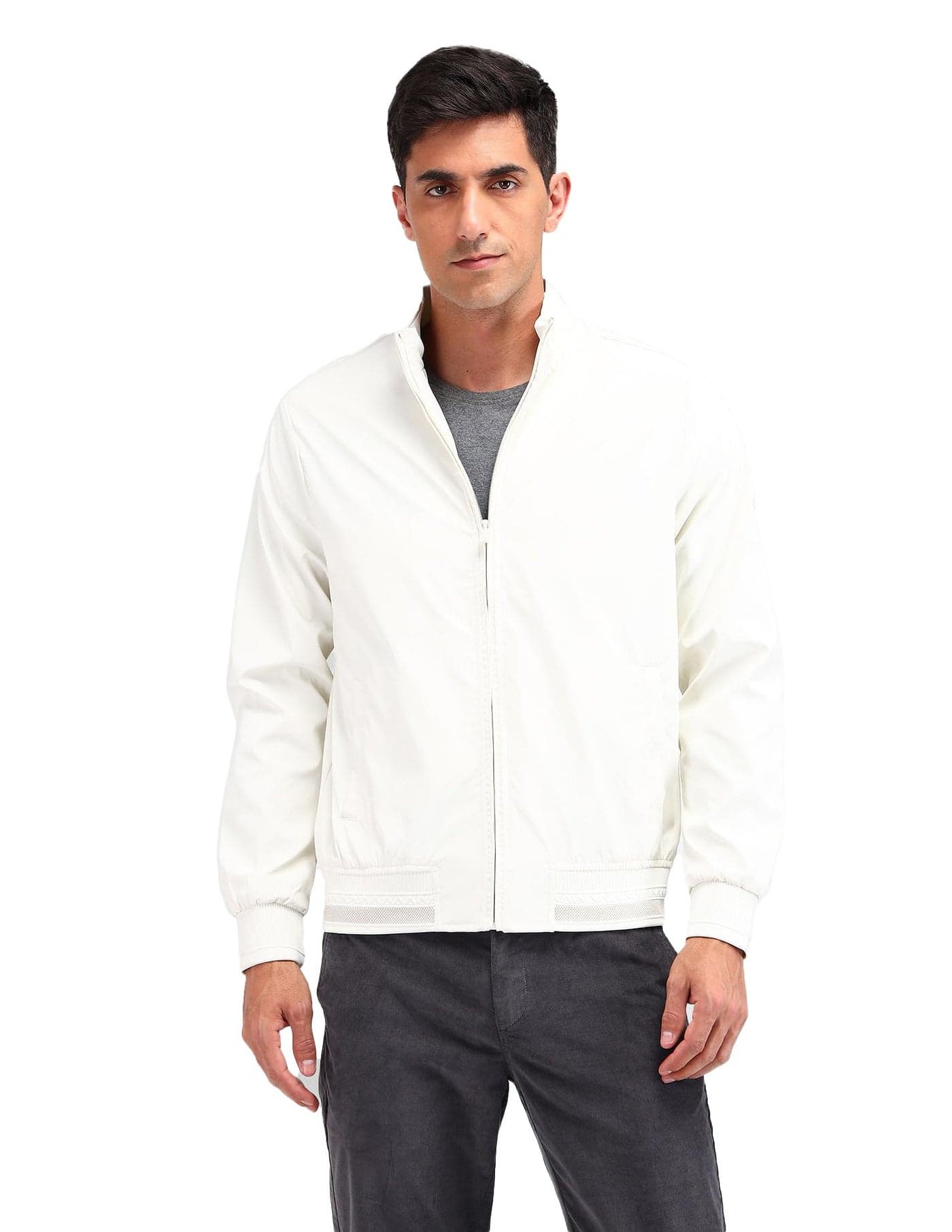 Solid Regular Fit Bomber jacket