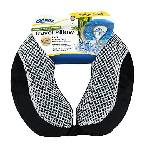 Cloudz Comfort Gel Memory Foam Travel Neck Pillow - Black