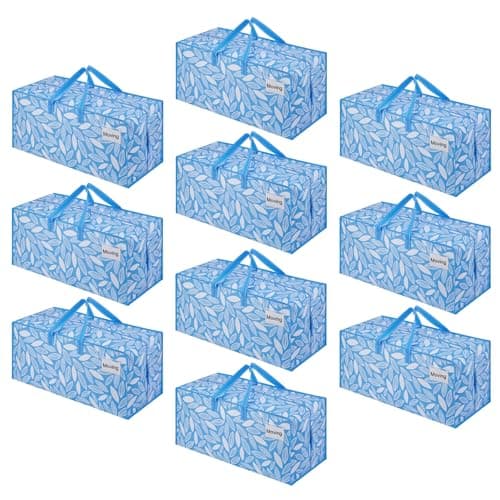 VENO 10 Pack Heavy Duty Moving Bags with Backpack Straps, Zippers & Handles, Extra Large Packing Bags for College Dorm Essentials, Moving Supplies Alternative to Cardboard Moving Boxes
