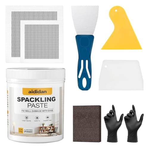 12.2oz Drywall Hole Repair Kit, A One-Stop Solution for Your Wall Problems (Wall Repair Putty/Wall Patches/Sanding Sponge/Putty Knife/Scrapers/Gloves) for Quickly Repairing Wall Problems (1 Pack)