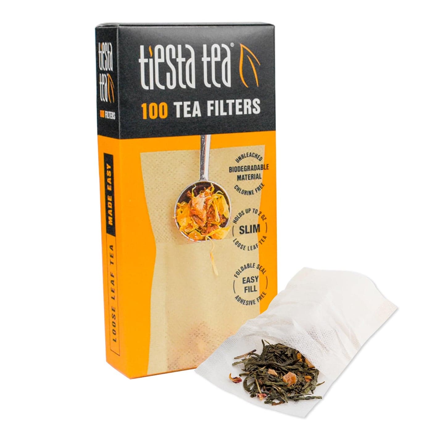 Tiesta Tea - Loose Leaf Filters | Disposable Infuser, Natural Unbleached Paper, Steeps Hot, Iced & Coffee, Easy Fill Single Serve Filter for One Cup | 100 Count Empty Tea Bags
