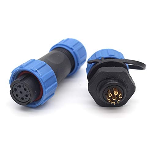 SZJELEN SP13 2pin/3pin/4pin/5pin/6pin/7pin/ 9pin IP67 Waterproof Aviation Cable Connector, Industrial Electrical Wire Connector Plug and Socket (7pin, Panel Mount-Plug(female)&Socket(male))