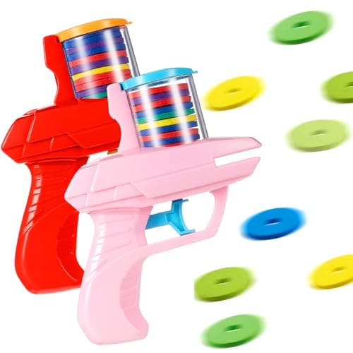 Sumind 2 Pcs Foam Disc Shooter Disc Launcher Zip Shot Shooter Blasters for Birthday Gifts Family Gatherings Games Outside Yard Activities RedPink