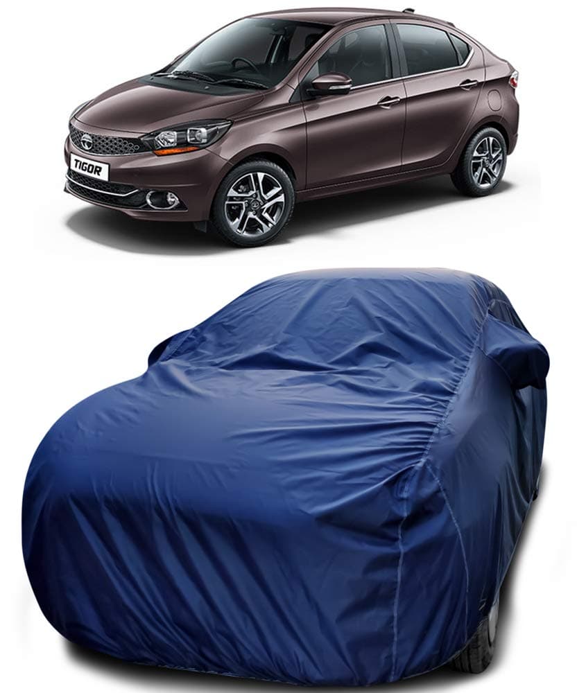 PURPLEHEART Car Body Cover Compatible with Tata Tigor Facelift (2020-2021) Car Cover Body with Mirror Pocket Triple Stitched Bottom Elastic Water Resistant UV Protection & Dustproof Car Cover-Blue
