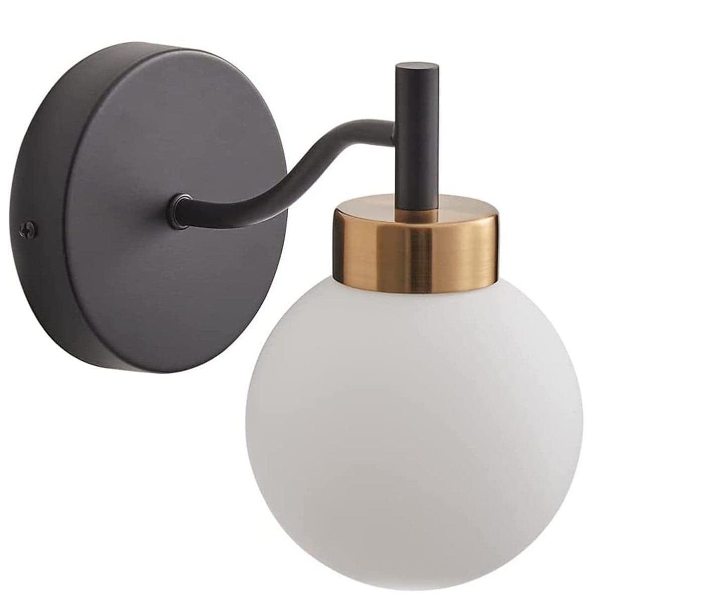 WHITERAY Bedside Wall Light Lamp with Glass Shade for Bedroom, Living Room Modern, Restaurant, Kitchen or for Home Decoration. (Doom Glass (Black & Gold), Without Bulb)
