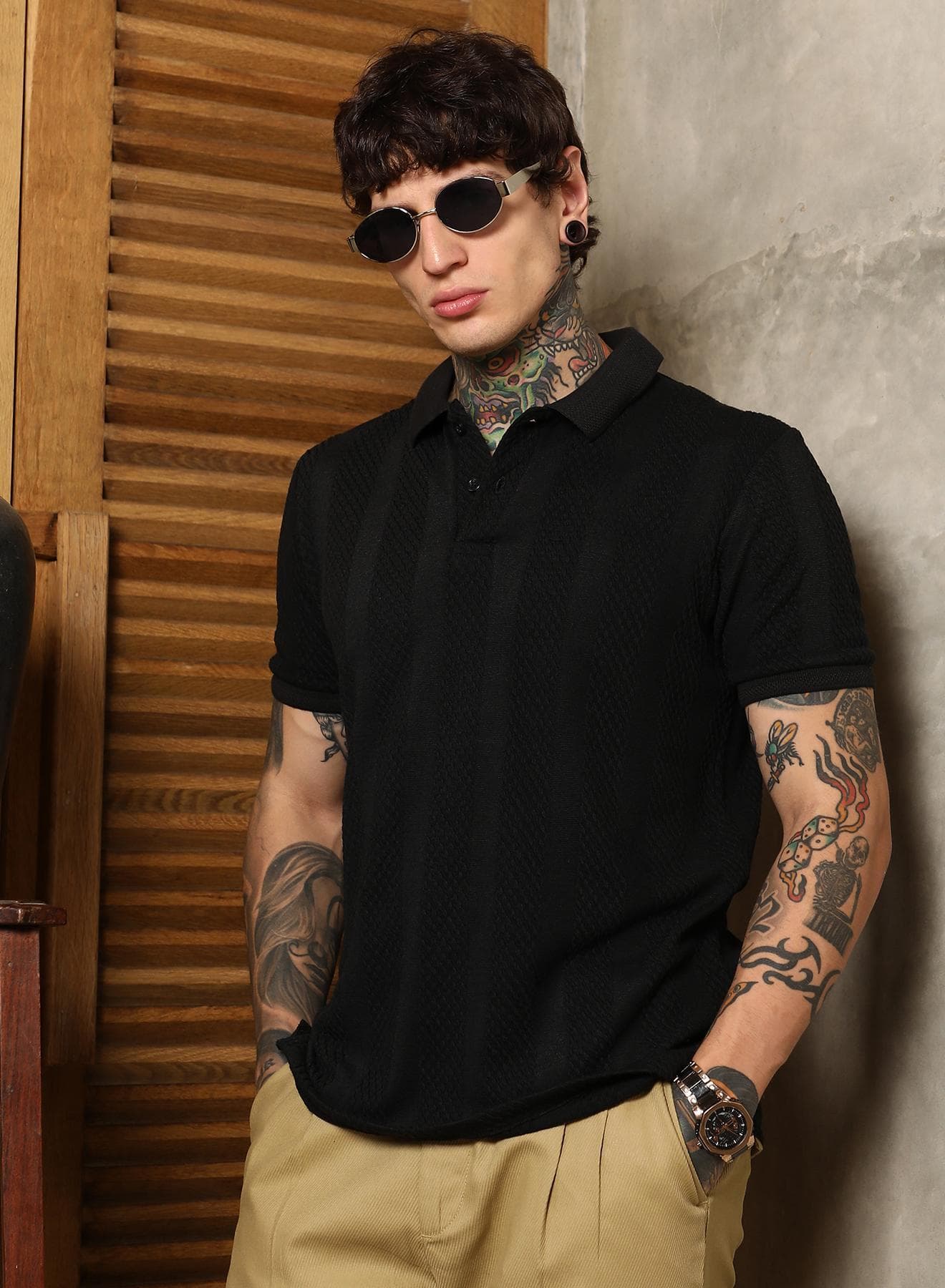 Men's Onyx Black Bi-Panel Polo T-Shirt