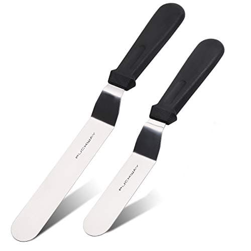 PUCKWAY Angled Icing Spatula Stainless Steel Offset Spatula Cake Spatula Set of 2 Black 6 8 inch Blade