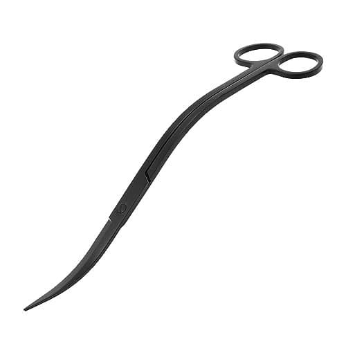 Mandala Crafts Extra Long Black Stainless Steel Curved Aquarium Scissors for Trimming Aquatic Plants – Wave Aquascape Scissors for Fish Tanks, Hospital Tanks, Goldfish Bowls, Aquariums, and Terrariums