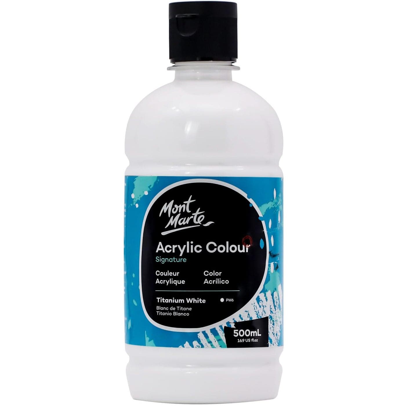 Mont Marte Signature Titanium White Acrylic Paint 169oz 500ml SemiMatte FinishSuitable for Canvas Wood Fabric Leather Cardboard Paper MDF and Crafts