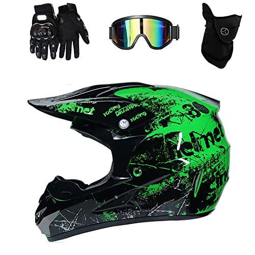 TRIPERSON Dirt Bike OffRoad Motocross ATV Motorcycle Helmet for Men WomenProfessional Competition Helmet DOT Certified Green Small