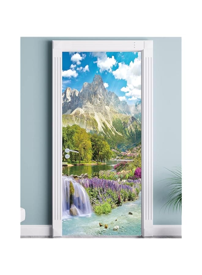 3D Flowers of Garden Self-Adhesive Bedroom Door Stickers Wall Murals Poster 30.3"x78.7"
