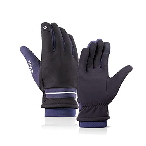 HIVER Mens Waterproof Gloves Winter Gloves Touch Screen Glove Anti-Slip Waterproof Texting Gloves for Cold Weather Trekking Cycling (Large, Black)