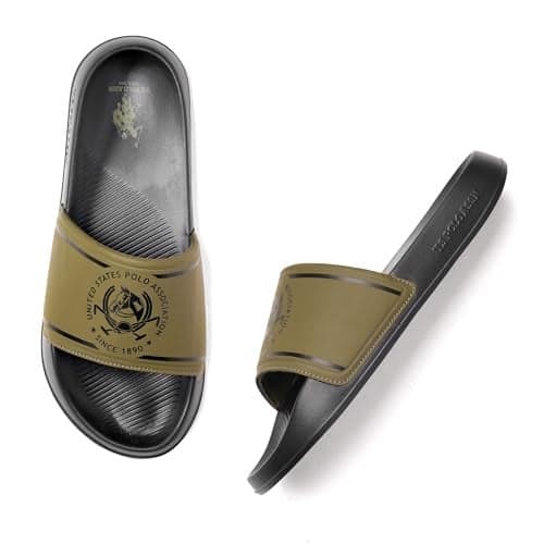 U.S. POLO ASSN. Mens ZANE 5.0 Dk. Green Sliders - (UK8) (UK9) (2FD24808D03)