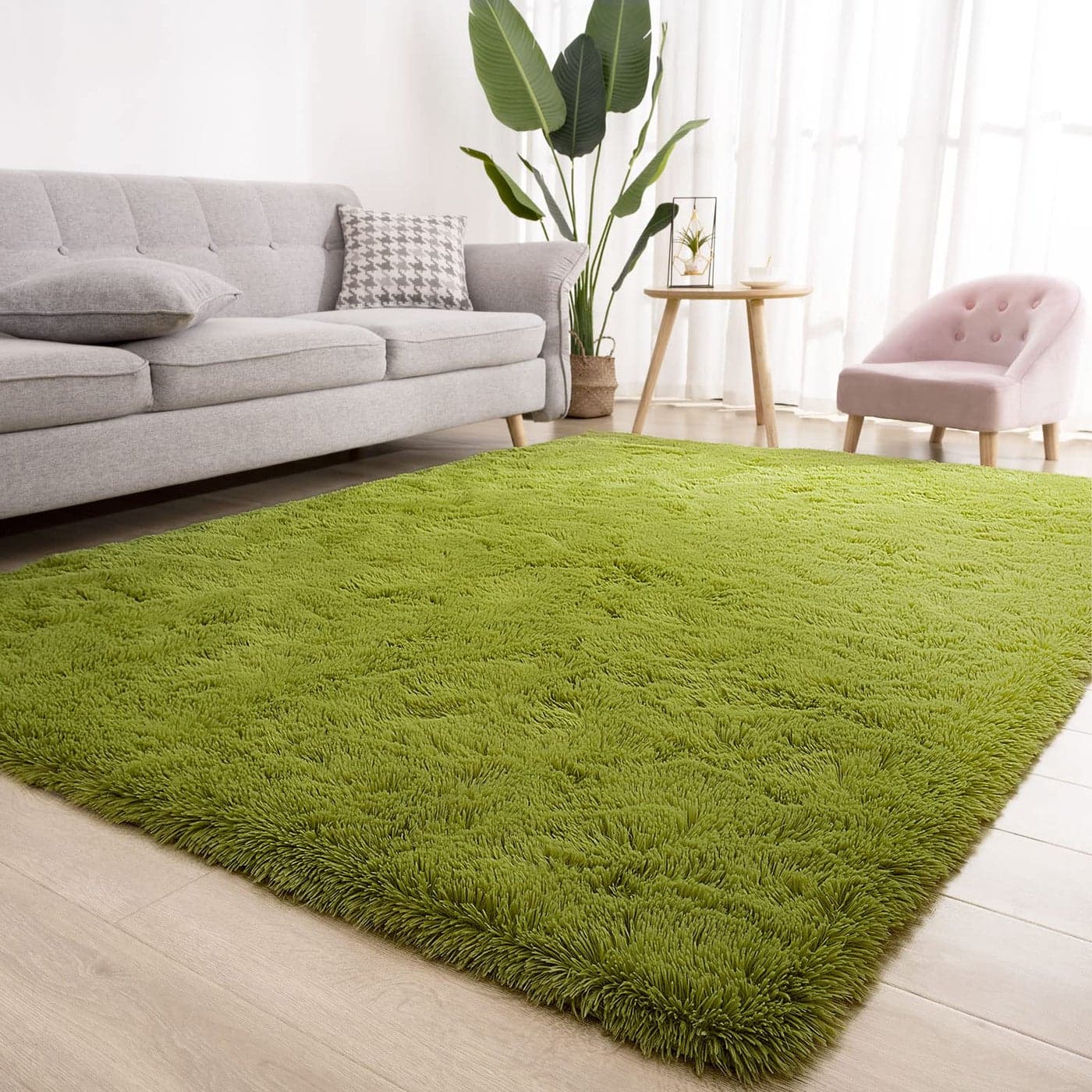 Kelarea Super Soft Shaggy Rug Fluffy Bedroom Carpets 3x5 Feet Grass Green Modern Indoor Fuzzy Plush Area Rugs for Living Room Dorm Home Decorative Kids Girls Childrens Floor Rugs