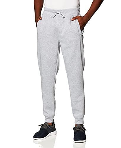 WT02 Men's Fleece Sweatpants & Joggers (Regular & Extended Sizes), Heather Grey, Large