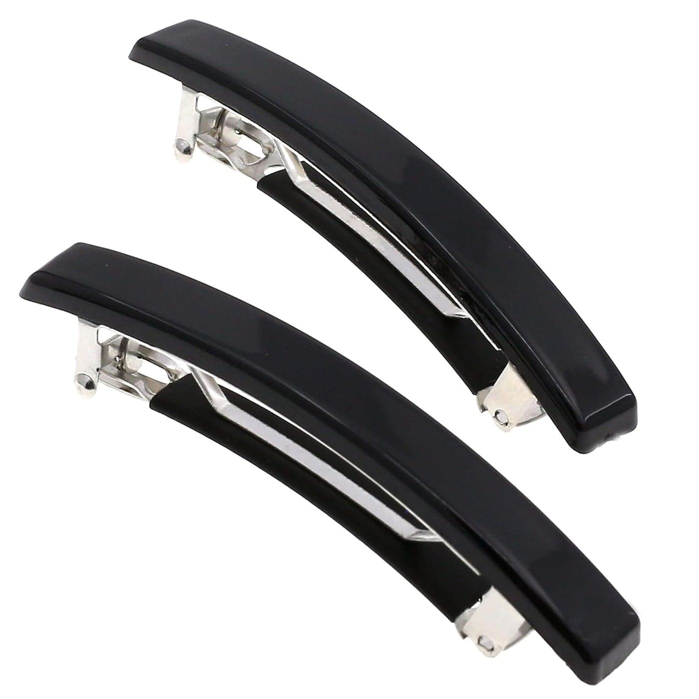 Camila Paris AD22 French Hair Barrette Clip for Girls Set of 2 Black Small Rubberized Metal Clasp Strong Hold Grip Hair Clips for Women No Slip Styling Girls Hair Accessories Made in France