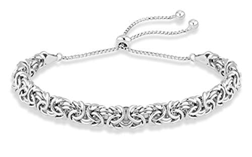 Miabella Italian 925 Sterling Silver, 18K Gold Plated Byzantine Bolo Bracelet for Women, Adjustable Bracelet, Handmade in Italy (sterling-silver)