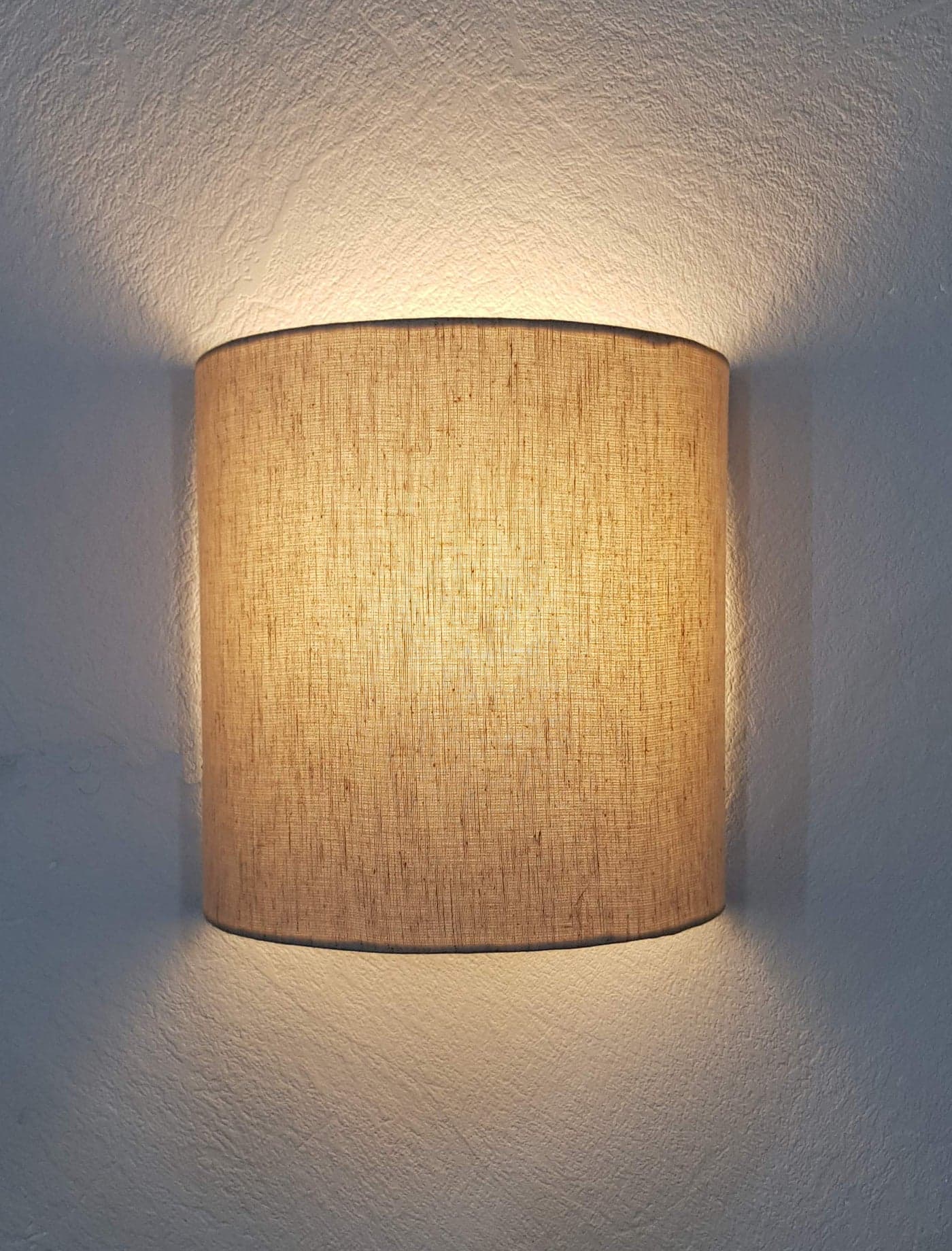 Mufasa Wall Mounted Lamp Lights Half Shade Bedside Fabric Lampshade Sconces- with Holder and Bulb (Beige)