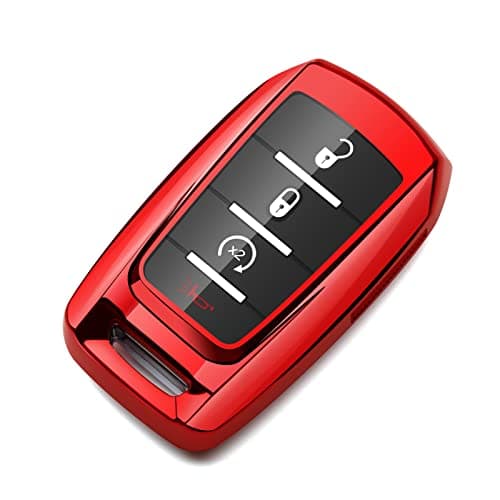 ZSPDACC Compatible with Ram Key Fob Cover Red Car Key Chain Case Holder Protector 1500 Classic 2500 3500 Laramie ProMaster 1500 2500 3500 City Dodge Accessories