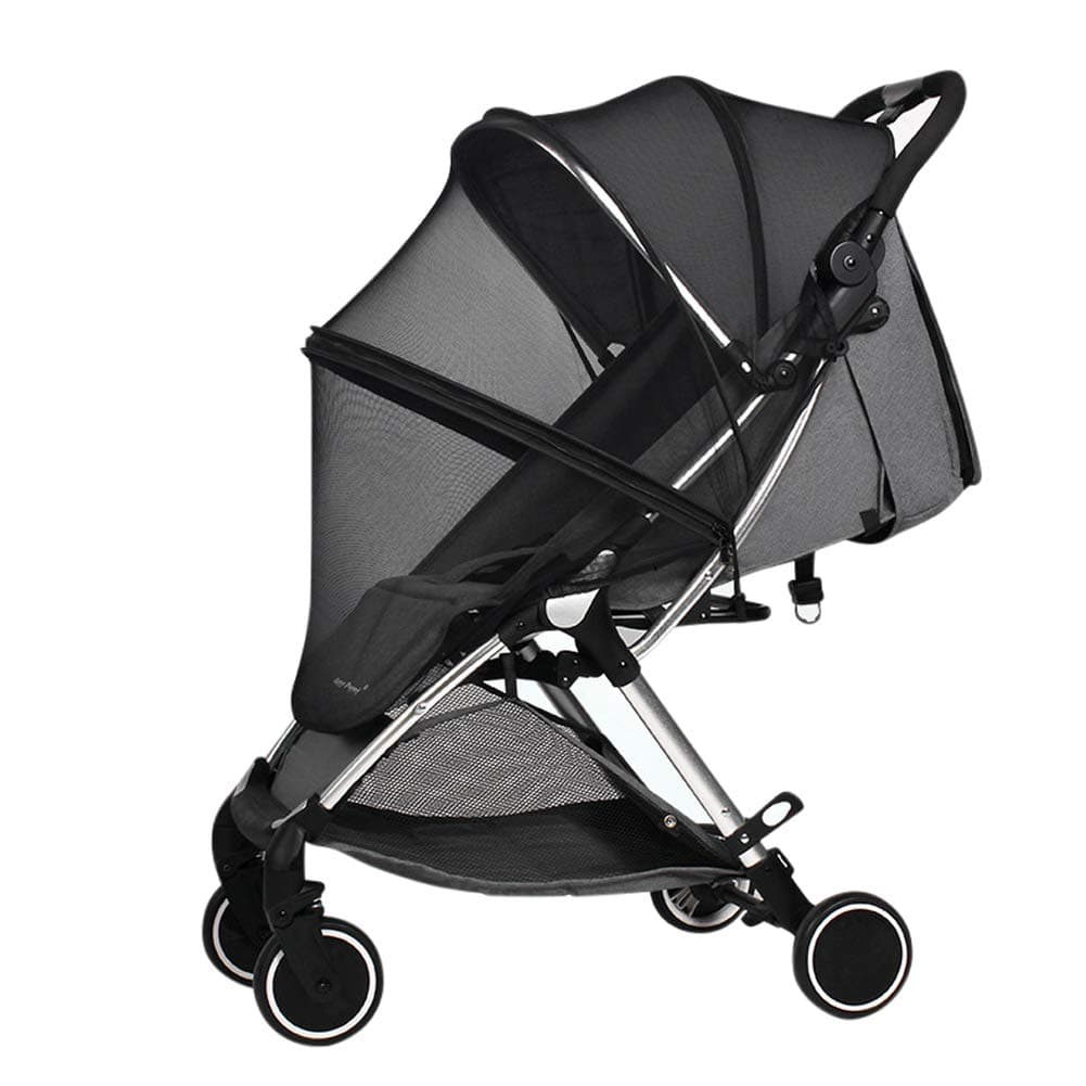 2 in 1 Net Baby Stroller Sun Shades with Zipper Window Universal Mesh Travel Breathable See Through Outdoor Walking Beach Parasol Windproof Protective Cover for Seats Bassinets and Carriers