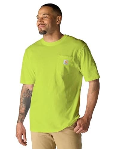 Carhartt Mens Loose Fit Heavyweight Short-Sleeve Pocket K87 Workwear Short Sleeve T-Shirt (Regular and Big & Tall Sizes), Brite Lime, X-Large US