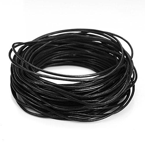 BEADNOVA Genuine Round Leather Cord Black Leather Strips for Jewelry Making Bracelet Necklace Beading 11 Yards10mm