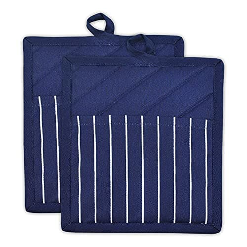 Professional and Commercial Grade, Chef Stripe Kitchen, Potholders, Nautical Blue