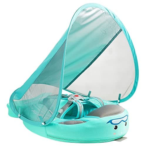 Mambobaby Float Add Tail Baby Swim Float with Canopy NonInflatable Solid Baby Float Upgrade Soft SkinFriendly Fabric Material Infant Swim Float Special Edition Green