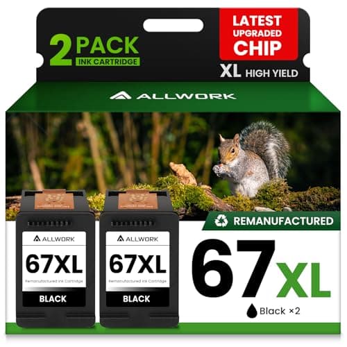 67XL Ink Cartridge Replacement for HP 67 XL Remanufactured for HP Ink 67 67XL for DeskJet 2755e 2700 2855e 2800 2752 2742e 4155e 4255e 4100 Envy 6055 6055e 6455e Printer 2Pack Black