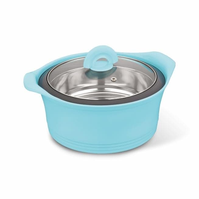 Asian Plastowares - Luxury Inner Casserole with Glass Lid (1000 ml) | BPA-Free | Keeps Food Hot | Ideal for Serving, Gifts for Diwali & Housewarming | Airtight Casserole |Blue