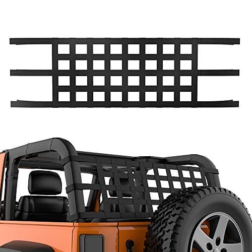 JOYTUTUS Mesh Cargo Net Roof Storage Netting Hammock Roll Cage Bar Restraint for 1987-2024 Wrangler YJ TJ JK JL & Gladiator JT