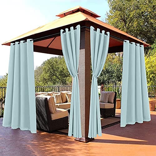 MetDeals Waterproof Sun Blocking 8590 Indoor Outdoor Semi Blackout Eyelete Curtains Used for Bedroom Living Area Verendas Play are Etc Sky Blue 45 X 10 Feet Pack of 2 Piece
